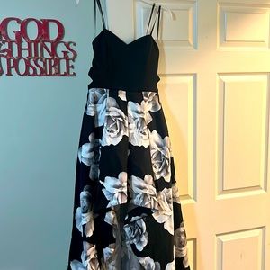 Black short front and long back dress